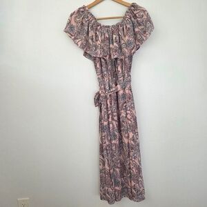 Off the Shoulder Tie Waist Dress - Large